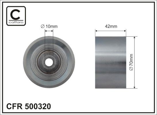 CAFFARO 500320 Deflection/Guide Pulley, V-ribbed belt