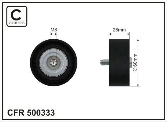 CAFFARO 500333 Deflection/Guide Pulley, V-ribbed belt