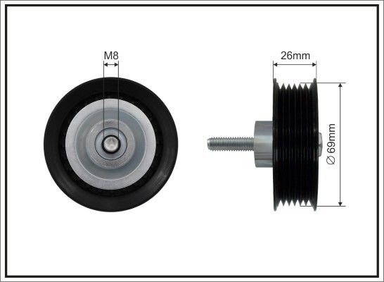 CAFFARO 500334 Deflection/Guide Pulley, V-ribbed belt