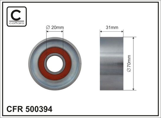 CAFFARO 500394 Deflection/Guide Pulley, V-ribbed belt
