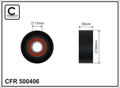 Tensioner Pulley, V-ribbed belt CAFFARO 500406