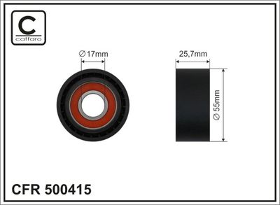 Tensioner Pulley, V-ribbed belt CAFFARO 500415