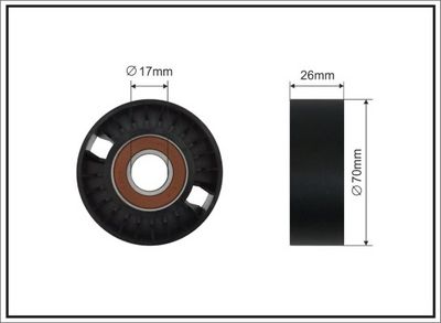Tensioner Pulley, V-ribbed belt CAFFARO 500437 SC