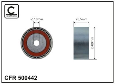 Deflection Pulley/Guide Pulley, timing belt CAFFARO 500442