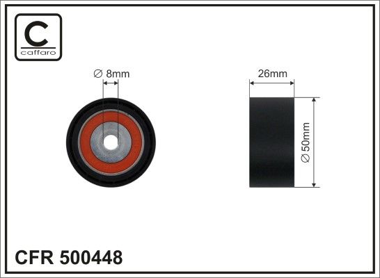 CAFFARO 500448 Deflection/Guide Pulley, V-ribbed belt