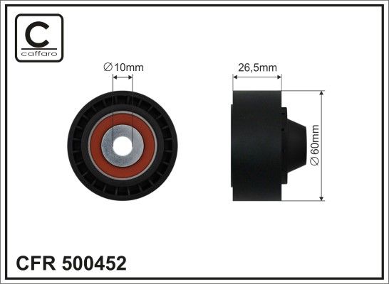 CAFFARO 500452 Deflection/Guide Pulley, V-ribbed belt