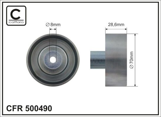 CAFFARO 500490 Deflection/Guide Pulley, V-ribbed belt