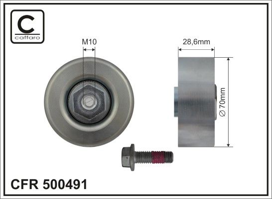 CAFFARO 500491 Deflection/Guide Pulley, V-ribbed belt