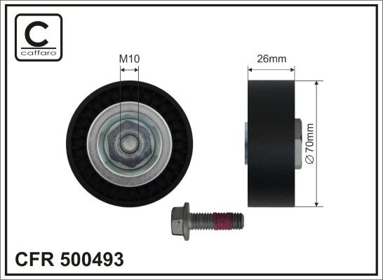 CAFFARO 500493 Deflection/Guide Pulley, V-ribbed belt