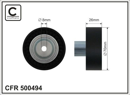 CAFFARO 500494 Deflection/Guide Pulley, V-ribbed belt