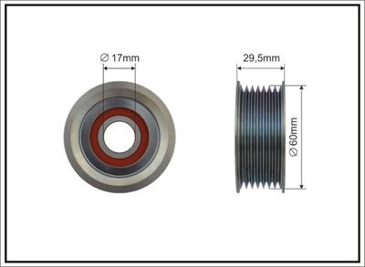 Tensioner Pulley, V-ribbed belt CAFFARO 500515