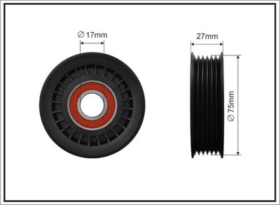 Deflection/Guide Pulley, V-ribbed belt CAFFARO 500519
