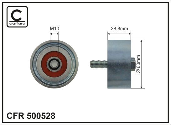 CAFFARO 500528 Deflection/Guide Pulley, V-ribbed belt