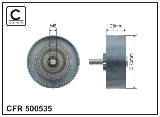 CAFFARO 500535 Deflection/Guide Pulley, V-ribbed belt