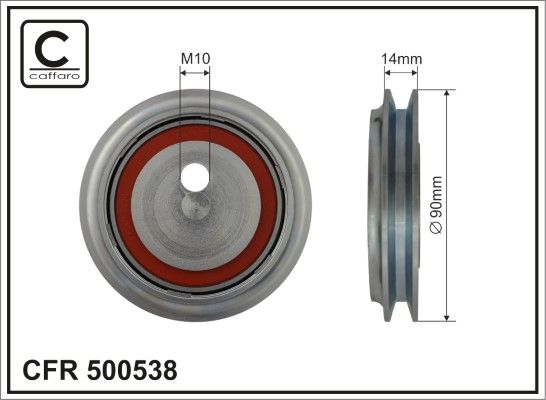 CAFFARO 500538 Deflection/Guide Pulley, V-ribbed belt
