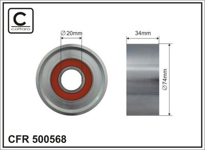 Tensioner Pulley, V-ribbed belt CAFFARO 500568