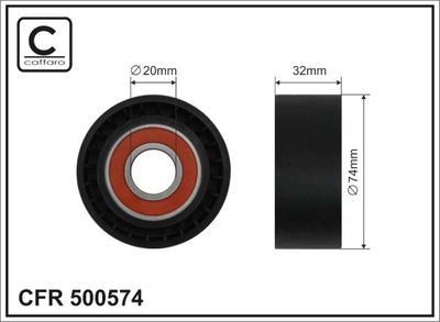 Tensioner Pulley, V-ribbed belt CAFFARO 500574