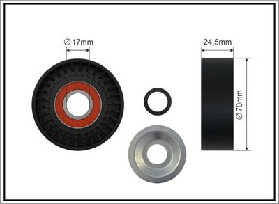 Tensioner Pulley, V-ribbed belt CAFFARO 500667
