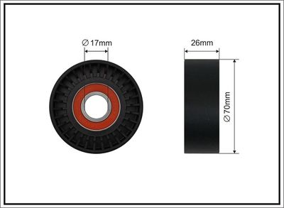 Tensioner Pulley, V-ribbed belt CAFFARO 500707
