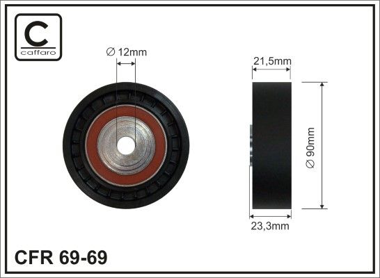 CAFFARO 69-69 Deflection/Guide Pulley, V-ribbed belt
