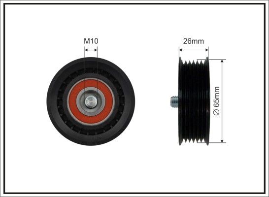 CAFFARO 80-00 Deflection/Guide Pulley, V-ribbed belt