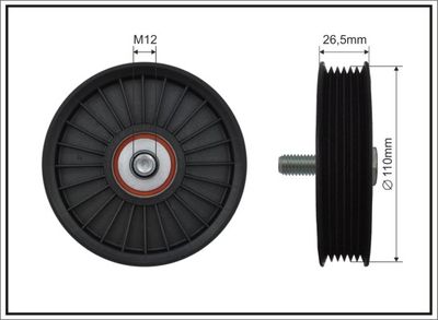 Deflection/Guide Pulley, V-ribbed belt CAFFARO 88-00