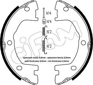 Brake Shoe Set, parking brake CIFAM 153-077K