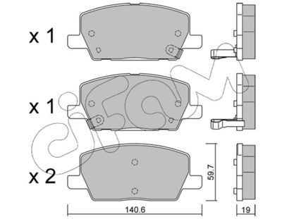 Brake Pad Set, disc brake CIFAM 822-1212-0