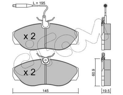 Brake Pad Set, disc brake CIFAM 822-154-0