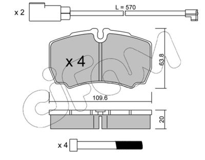 Brake Pad Set, disc brake CIFAM 822-604-2K