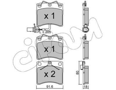 Brake Pad Set, disc brake CIFAM 822-163-2