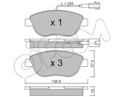Brake Pad Set, disc brake CIFAM 822-322-0