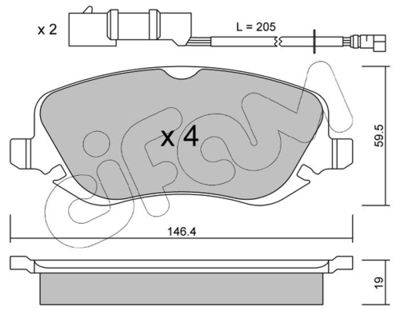 Brake Pad Set, disc brake CIFAM 822-529-0