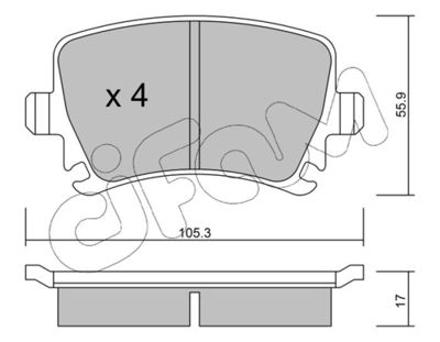 Brake Pad Set, disc brake CIFAM 822-553-0