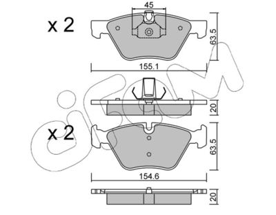 Brake Pad Set, disc brake CIFAM 822-557-3