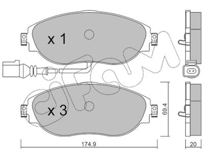 Brake Pad Set, disc brake CIFAM 822-952-0