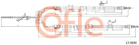 COFLE 17.0690 Cable Pull, parking brake