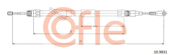 COFLE 92.10.9831 Cable Pull, parking brake