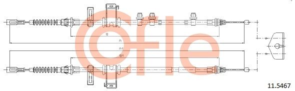 COFLE 92.11.5467 Cable Pull, parking brake