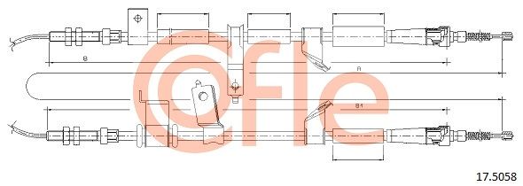 COFLE 92.17.5058 Cable Pull, parking brake