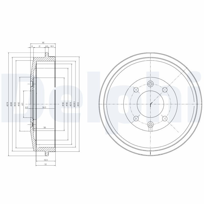 DELPHI BF265 Brake Drum
