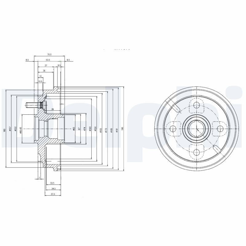 DELPHI BF518 Brake Drum