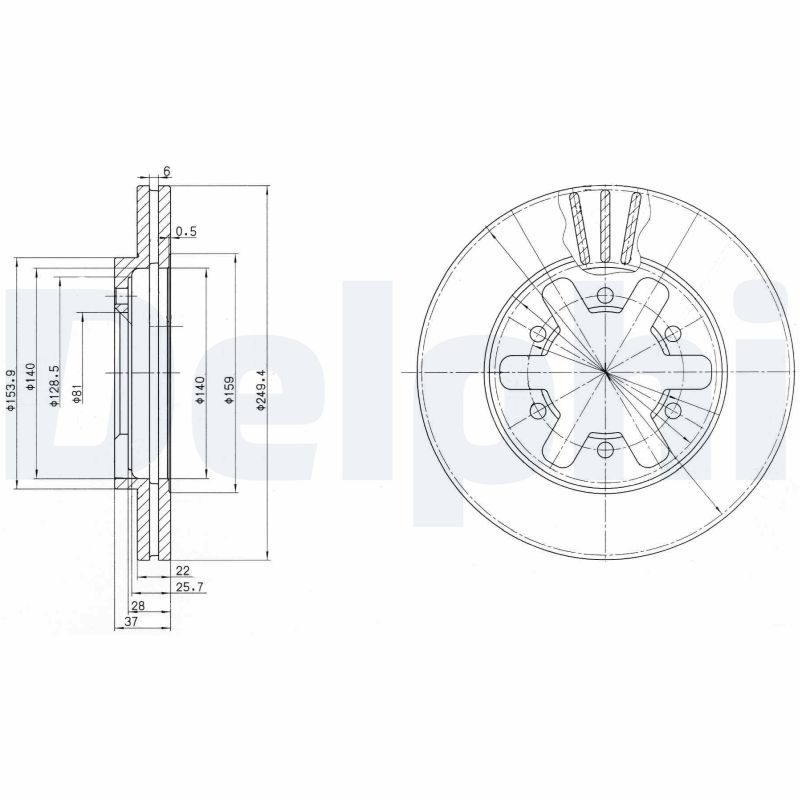 DELPHI BG2457 Brake Disc