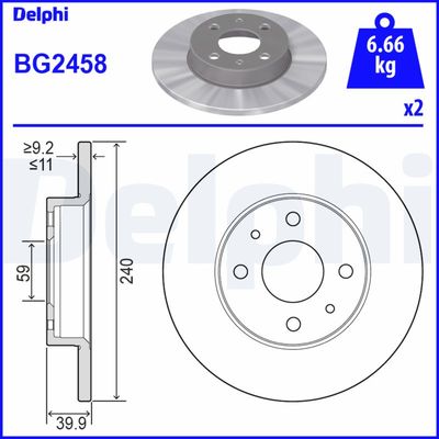 Brake Disc DELPHI BG2458