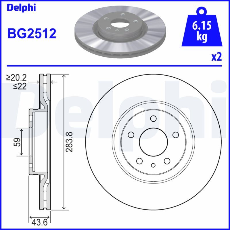 DELPHI BG2512 Brake Disc