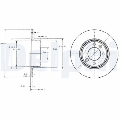 Brake Disc DELPHI BG2703