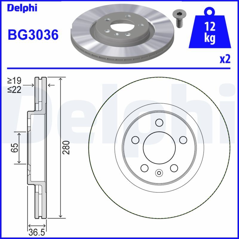 DELPHI BG3036 Brake Disc