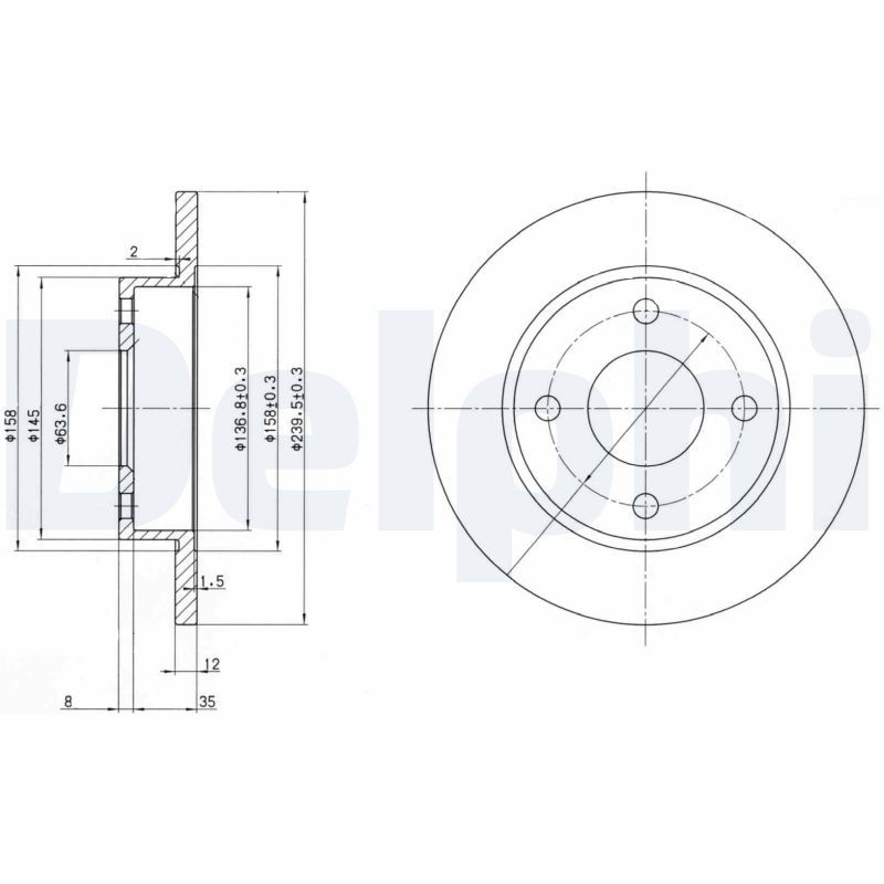 DELPHI BG3055 Brake Disc