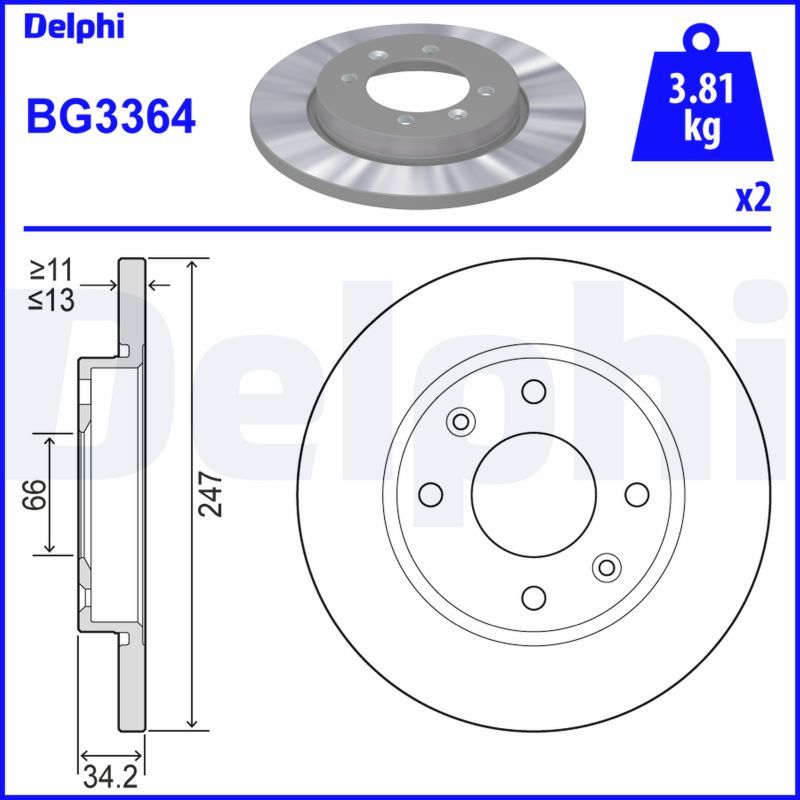 DELPHI BG3364 Brake Disc