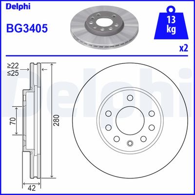 Brake Disc DELPHI BG3405